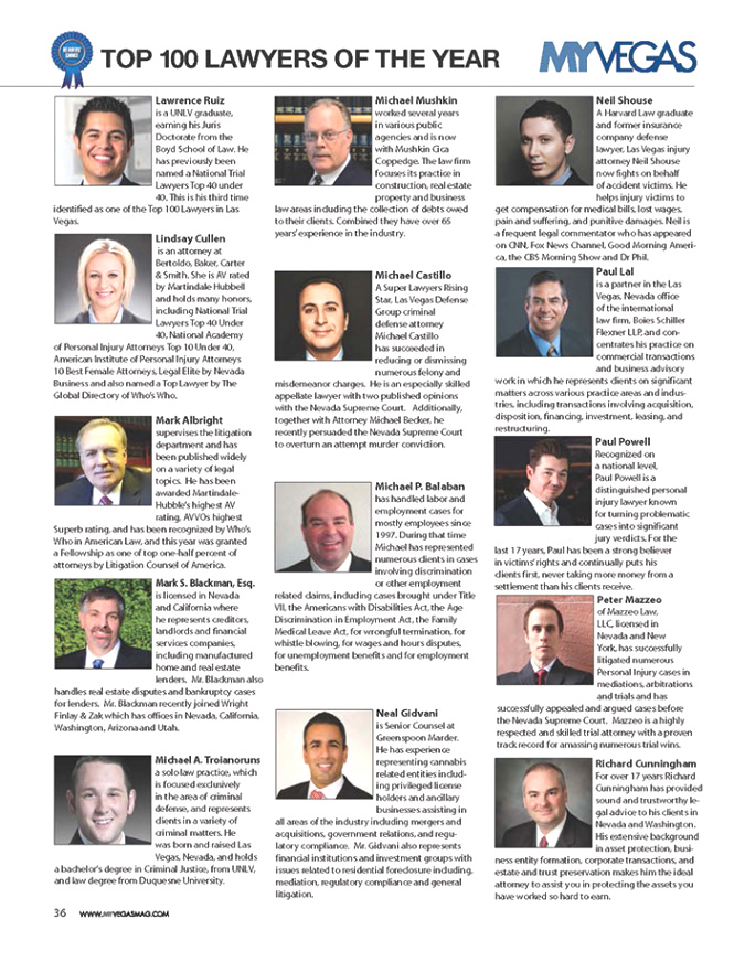 myvegas magazine top 100 lawyer