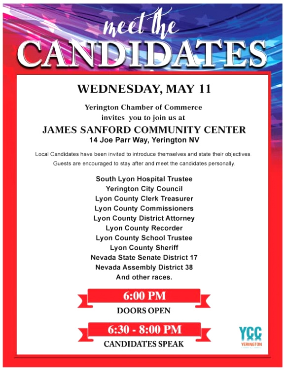 meet the candidates james sanford munity center in yerington on may 11th